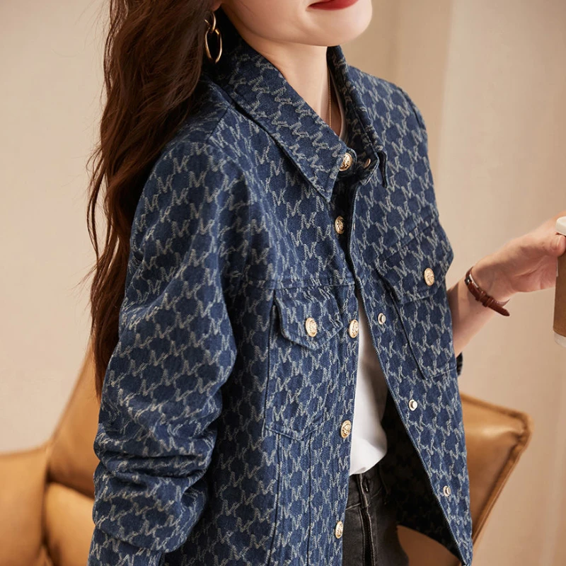 Winter Clothing On Sale - Jaquetas jeans femininas azuis com estampa,