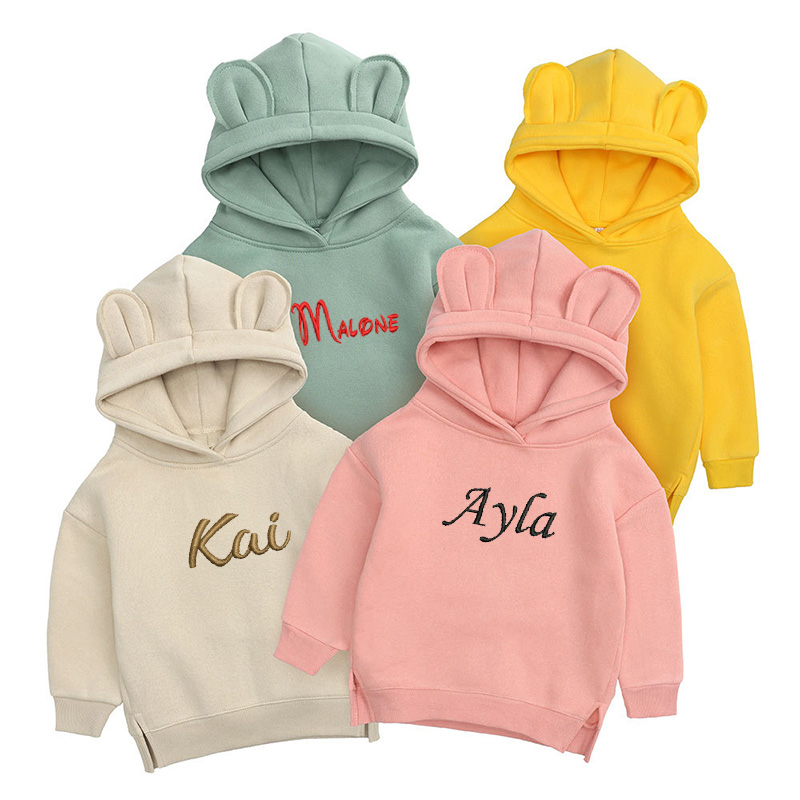 Winter Under Clothing - Bordado personalizado crianças urso hoodie nome