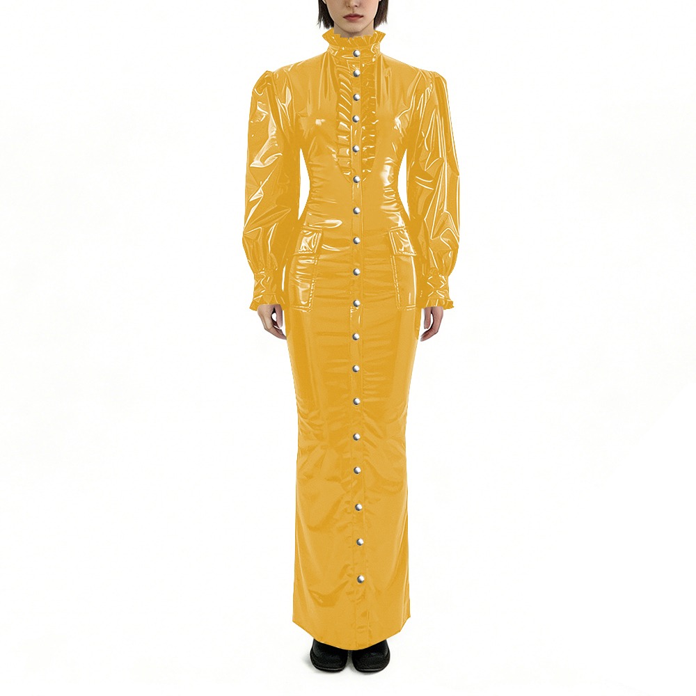 Vestido Longo de PVC Brilhante - Winter Clothing Outfits avaliação e preço