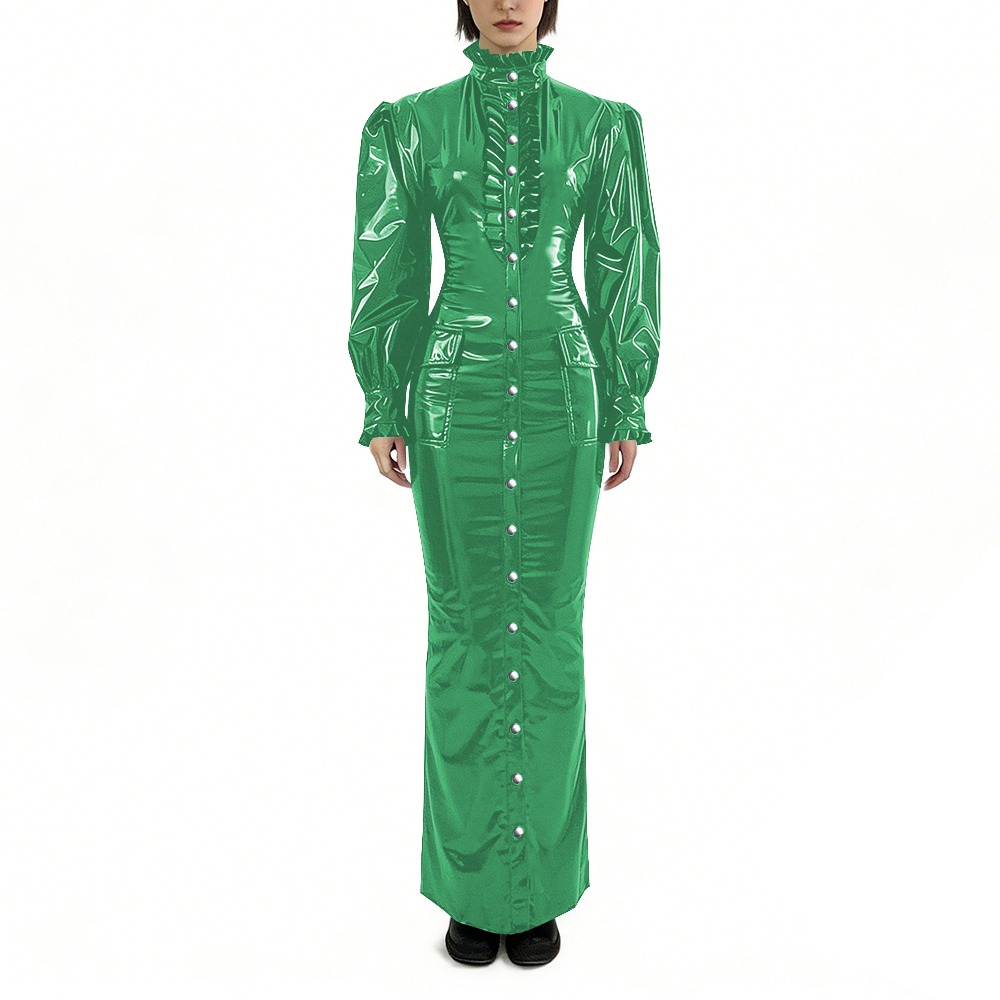 Vestido Longo de PVC Brilhante - Winter Clothing Outfits avaliação e preço