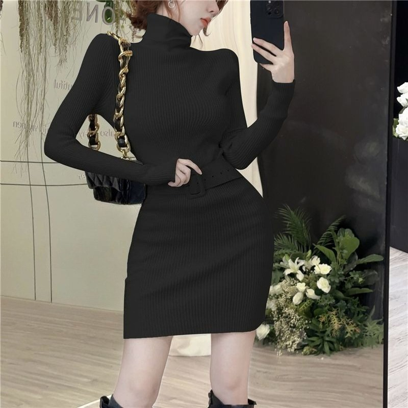 Bodycon gola alta curto magro  - Winter Clothing On Sale avaliação e preço